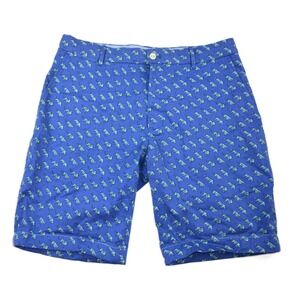 Polo Golf Ralph Lauren Mens Blue Leopard Print Chino Cut Off Shorts 32x9